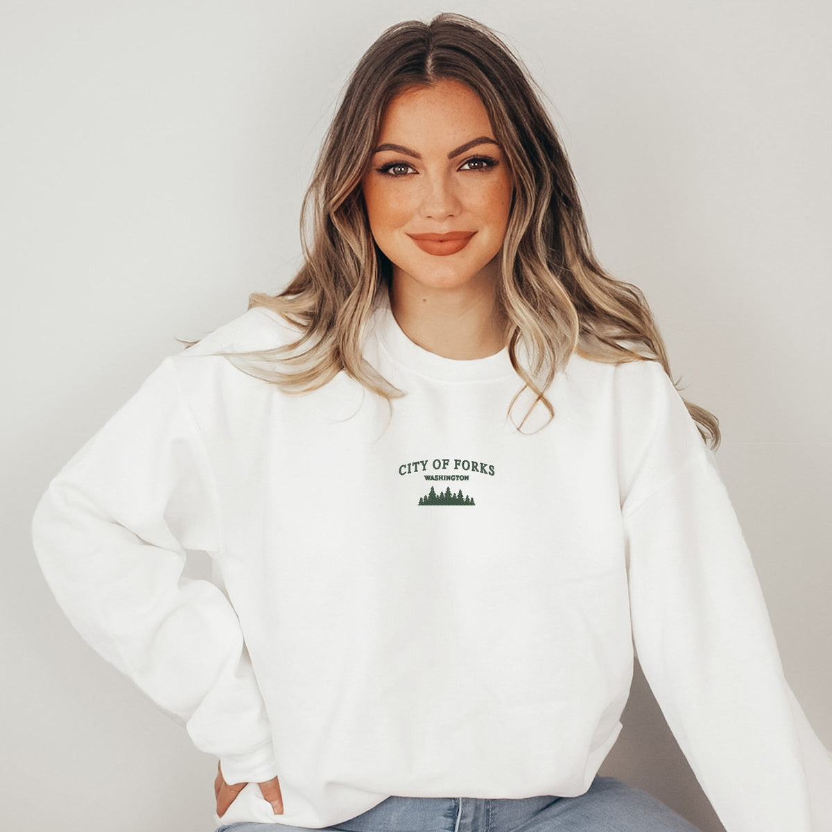 Embroidered City of Forks - Women's Graphic Sweatshirt