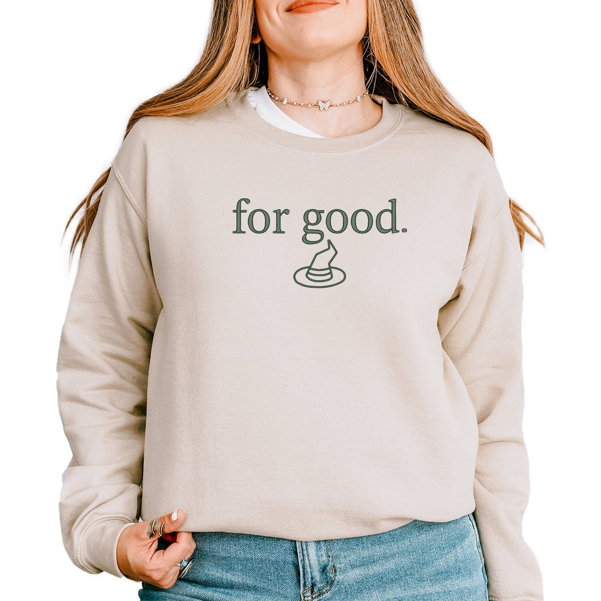 Embroidered Witch For Good - Women's Graphic Sweatshirt
