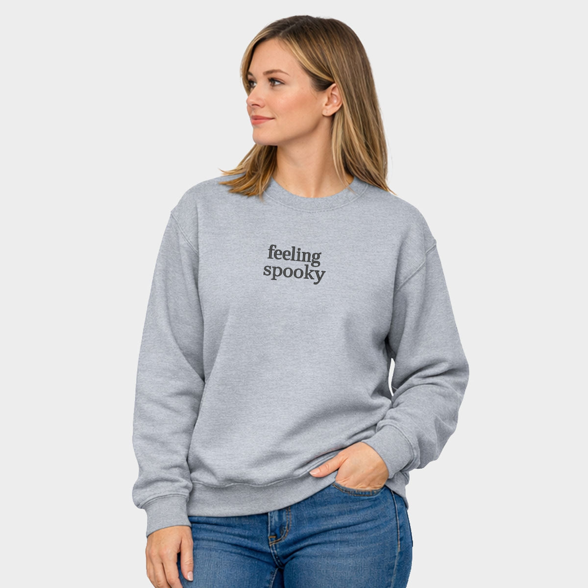 Embroidered Feeling Spooky - Women's Graphic Sweatshirt