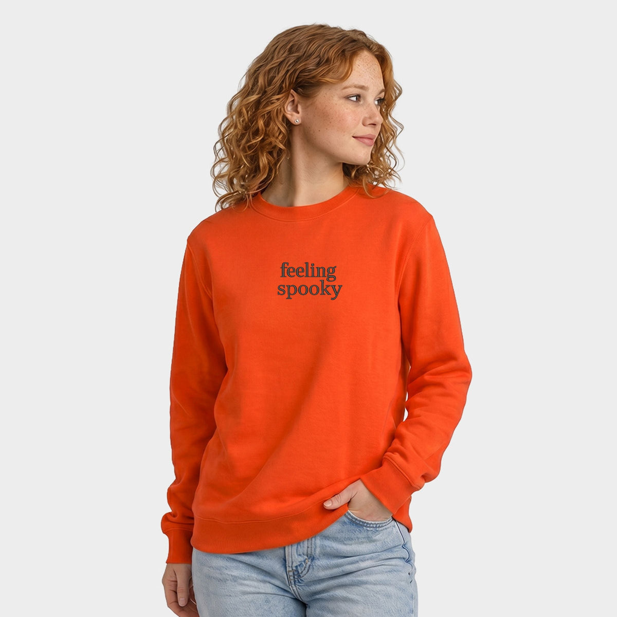Embroidered Feeling Spooky - Women's Graphic Sweatshirt