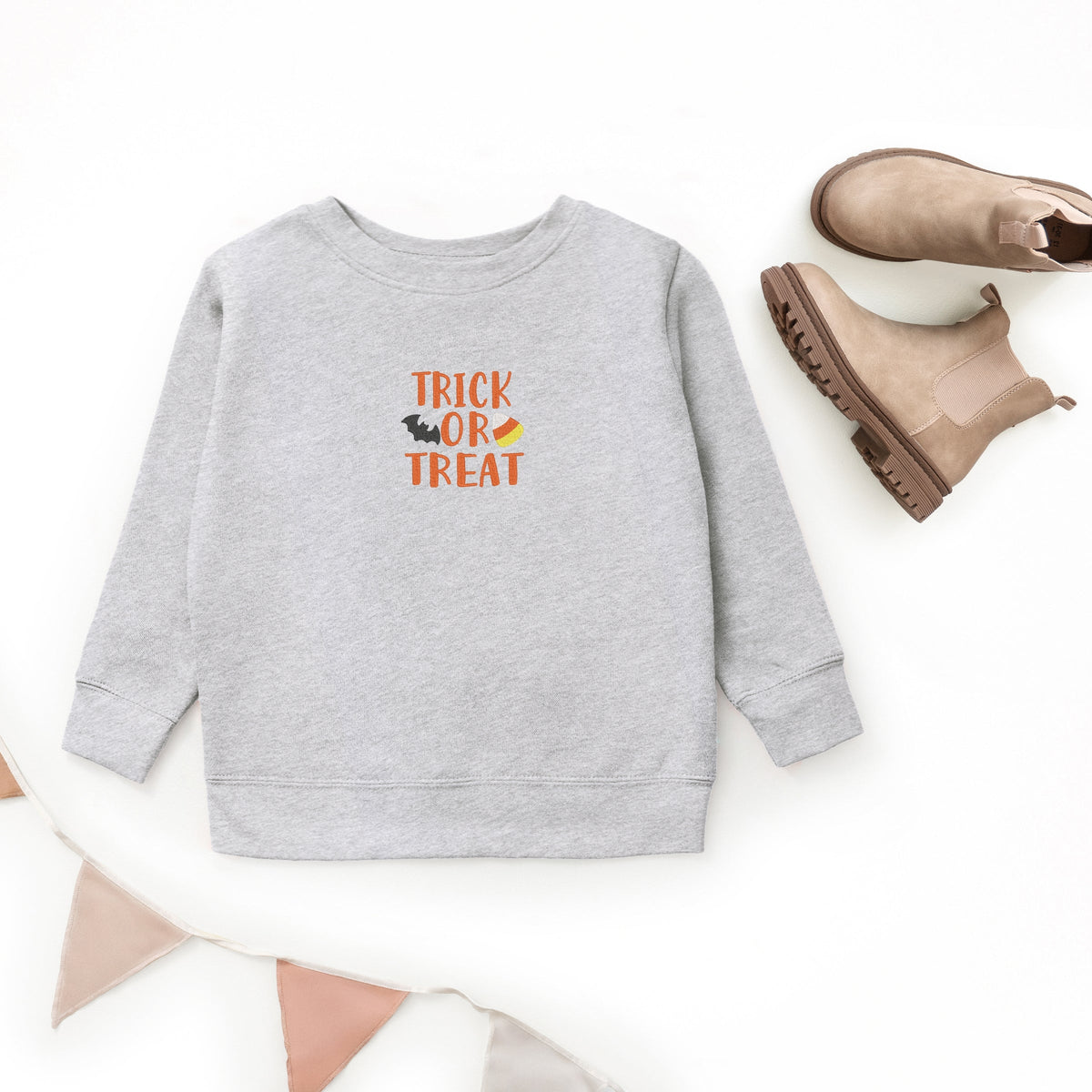 Embroidered Candy Corn Trick or Treat - Youth Graphic Sweatshirt