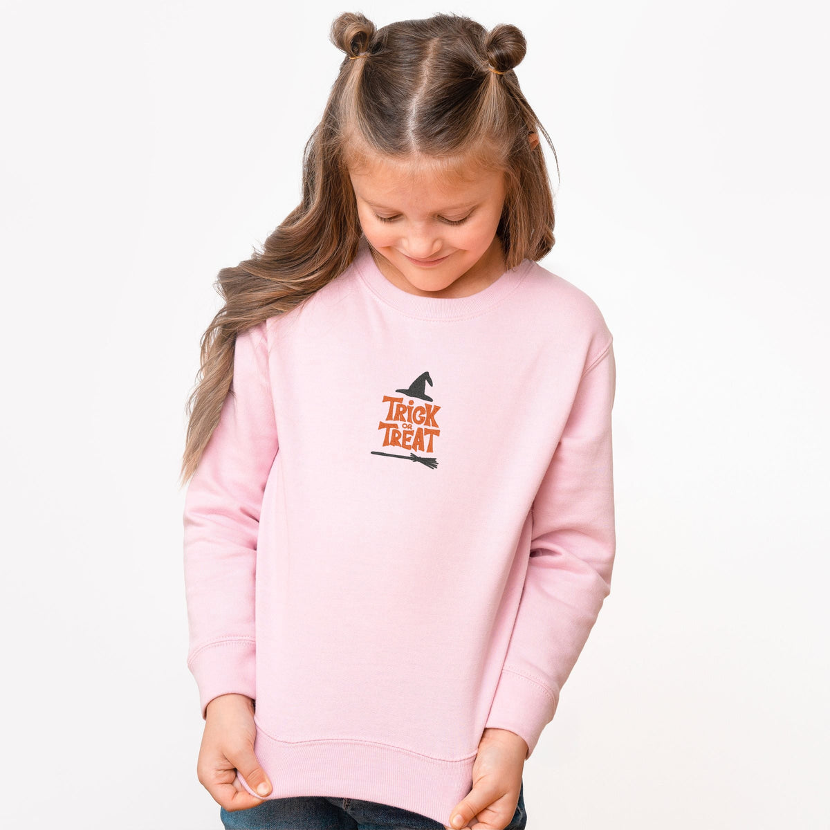 Embroidered Broom Trick or Treat - Youth Graphic Sweatshirt