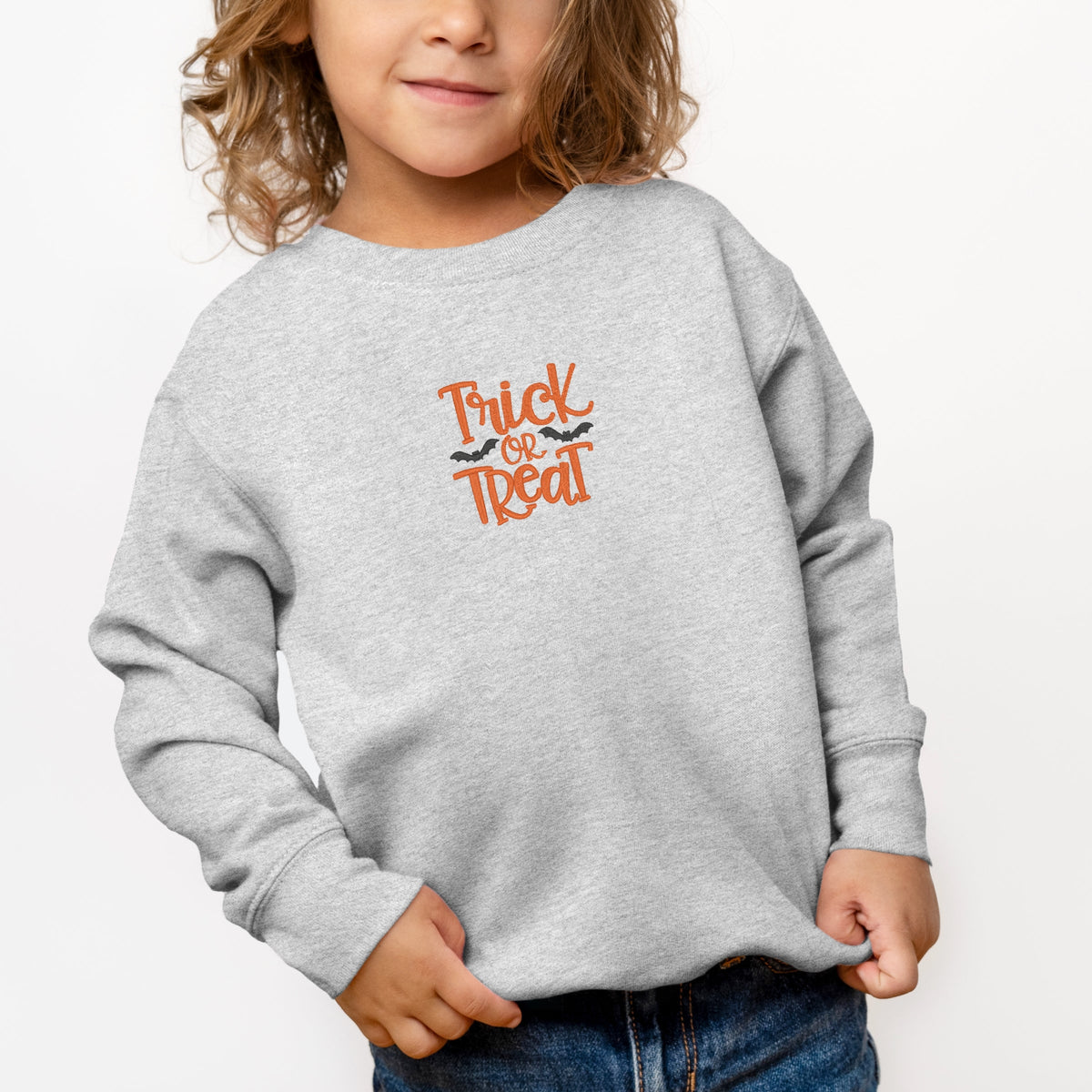 Embroidered Bats Trick or Treat - Toddler Graphic Sweatshirt