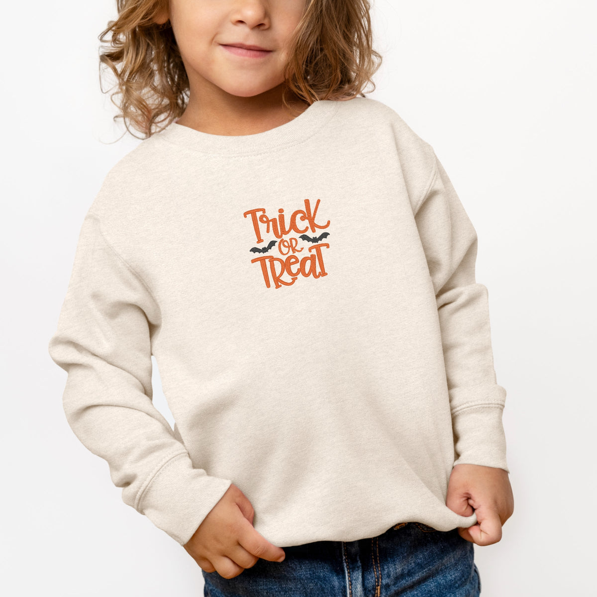 Embroidered Bats Trick or Treat - Toddler Graphic Sweatshirt