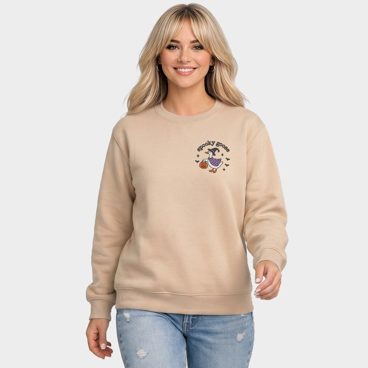 Embroidered Spooky Goose - Women's Graphic Sweatshirt