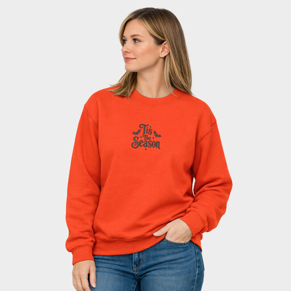 Embroidered Bats Tis The Season - Women's Graphic Sweatshirt