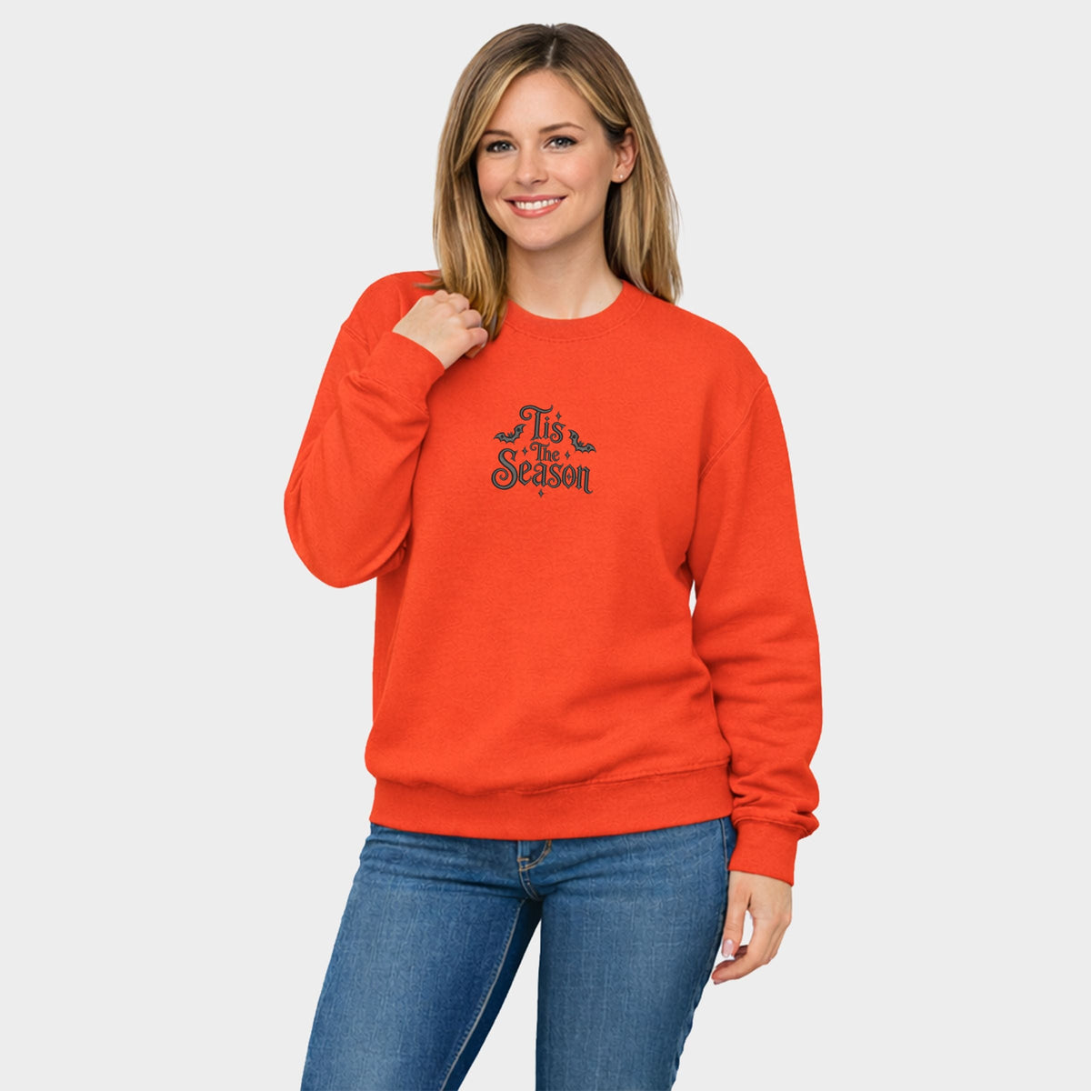 Embroidered Bats Tis The Season - Women's Graphic Sweatshirt