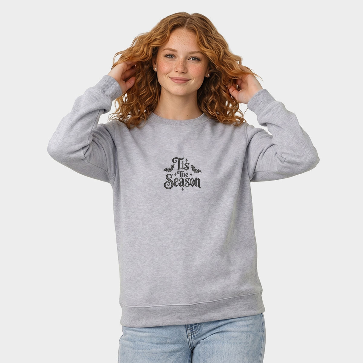 Embroidered Bats Tis The Season - Women's Graphic Sweatshirt