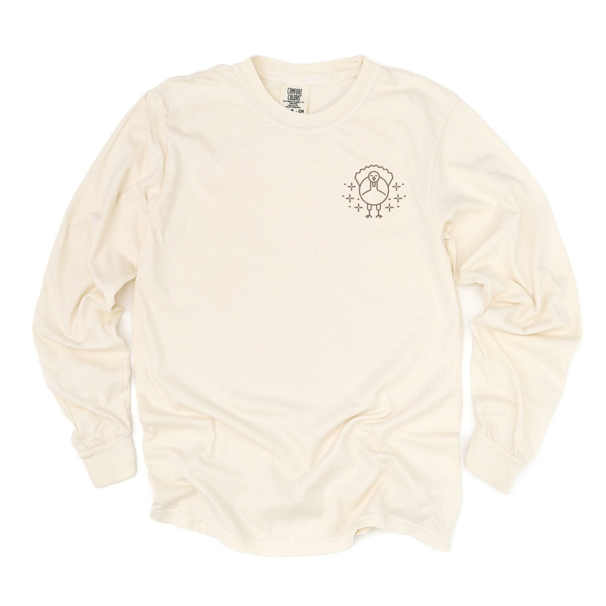 Embroidered Turkey Sparkles - Women's Garment Dyed Long Sleeve