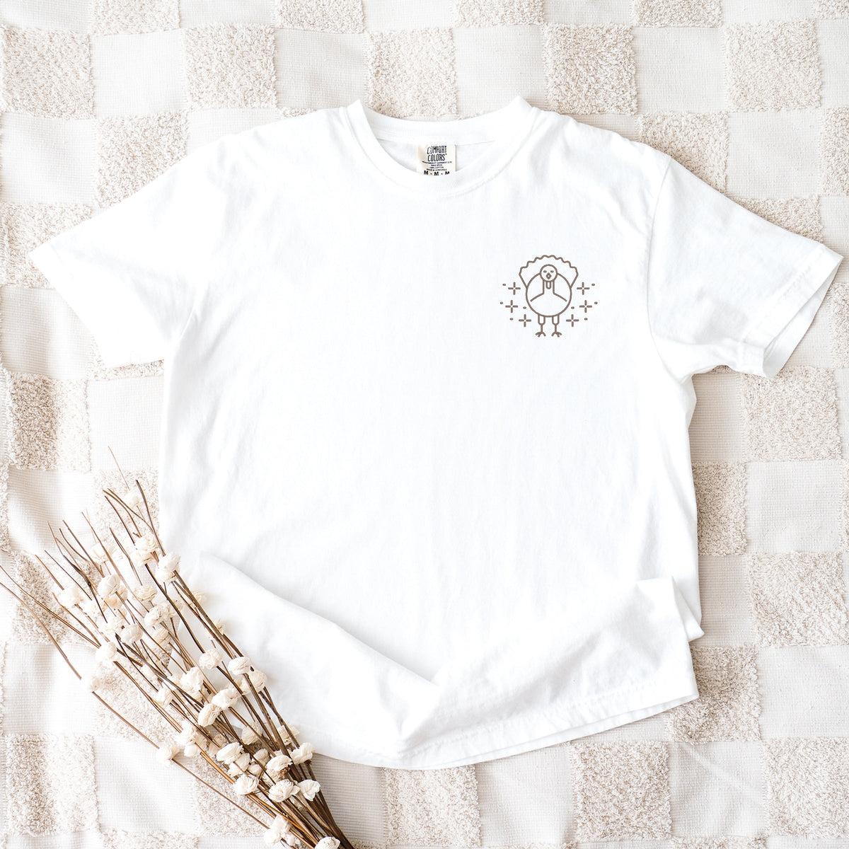 Embroidered Turkey Sparkles - Women's Garment Dyed Tee