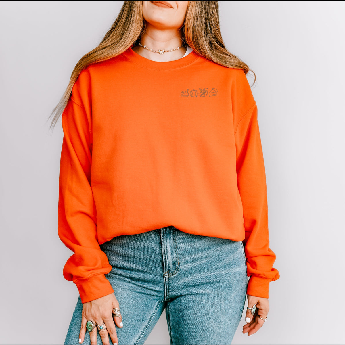 Embroidered Thanksgiving Icons - Women's Graphic Sweatshirt