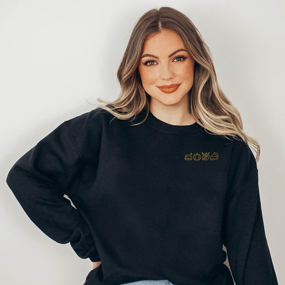 Embroidered Thanksgiving Icons -  Women's Sweatshirt