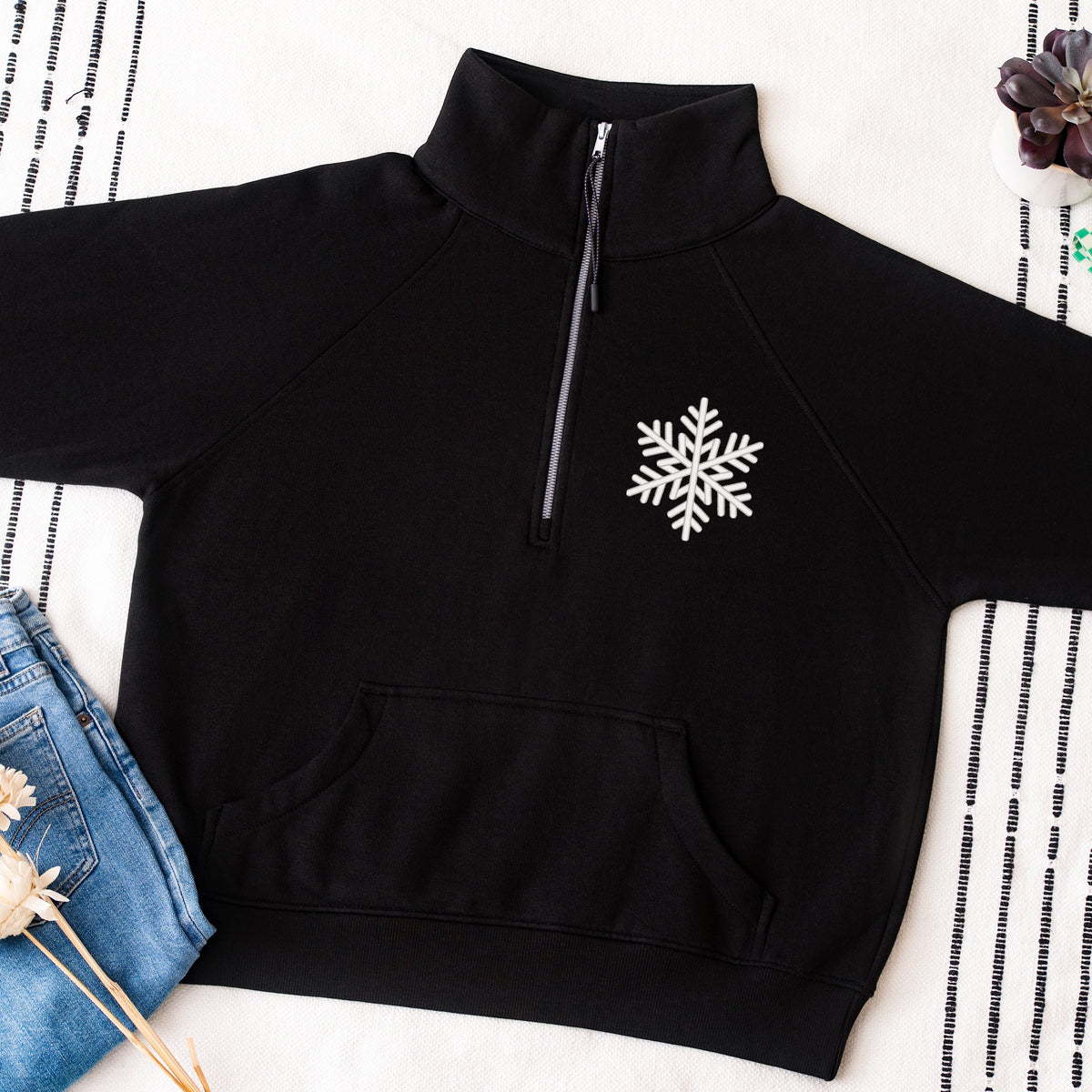 Embroidered Snowflake - Women's Quarter Zip Fleece Graphic Sweatshirt