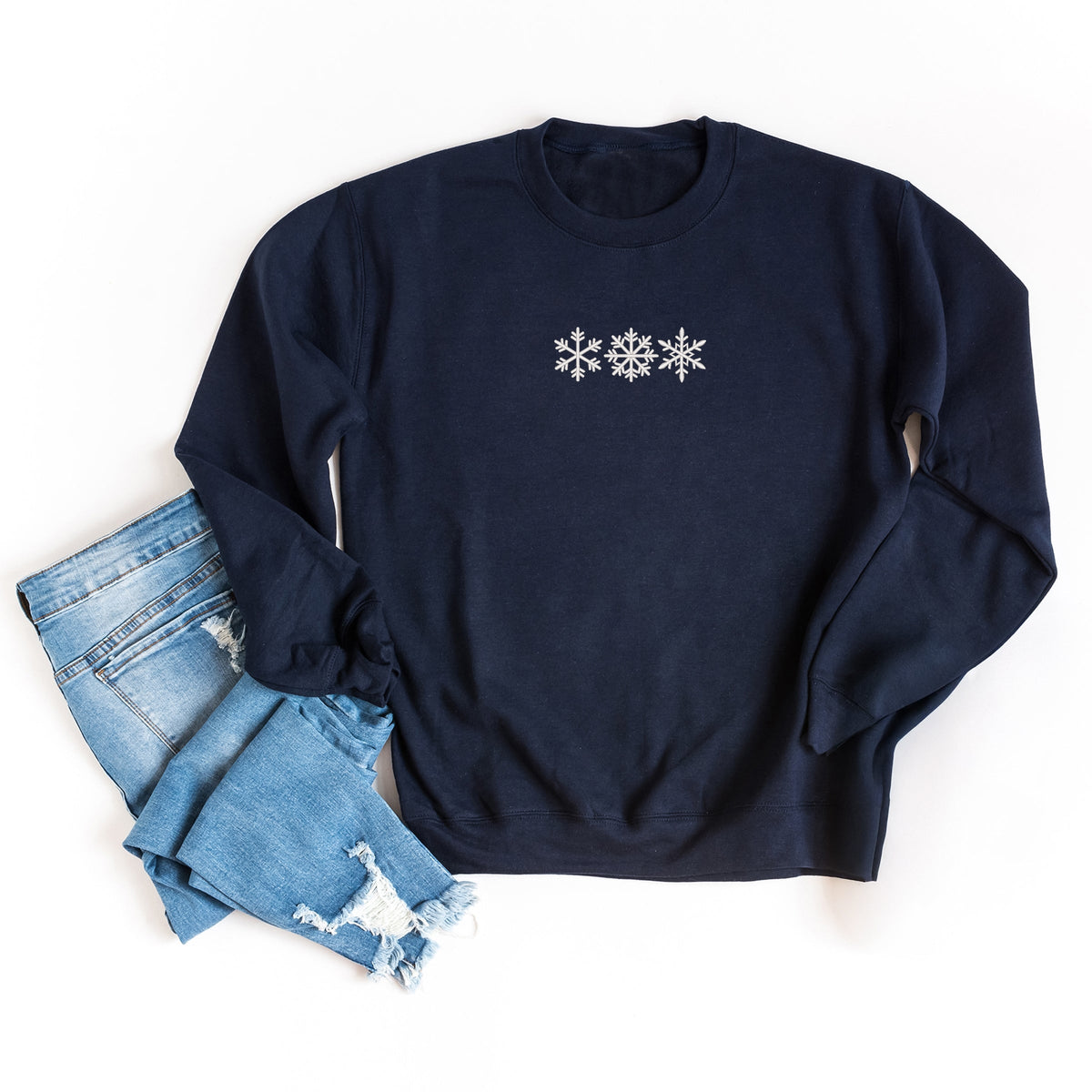 Embroidered 3 Snowflakes - Women's Graphic Sweatshirt