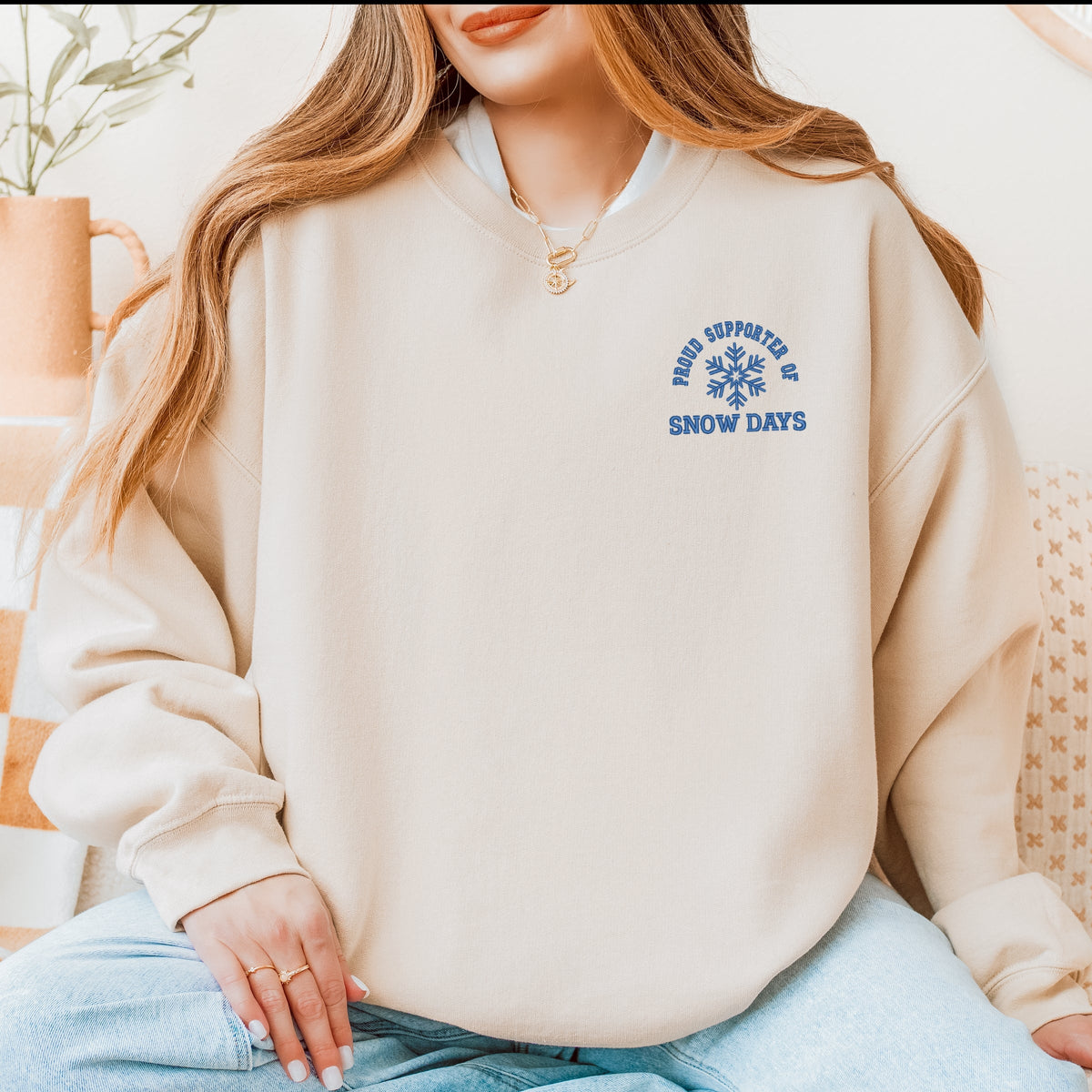 Embroidered Proud Supporter Snow Days - Women's Graphic Sweatshirt