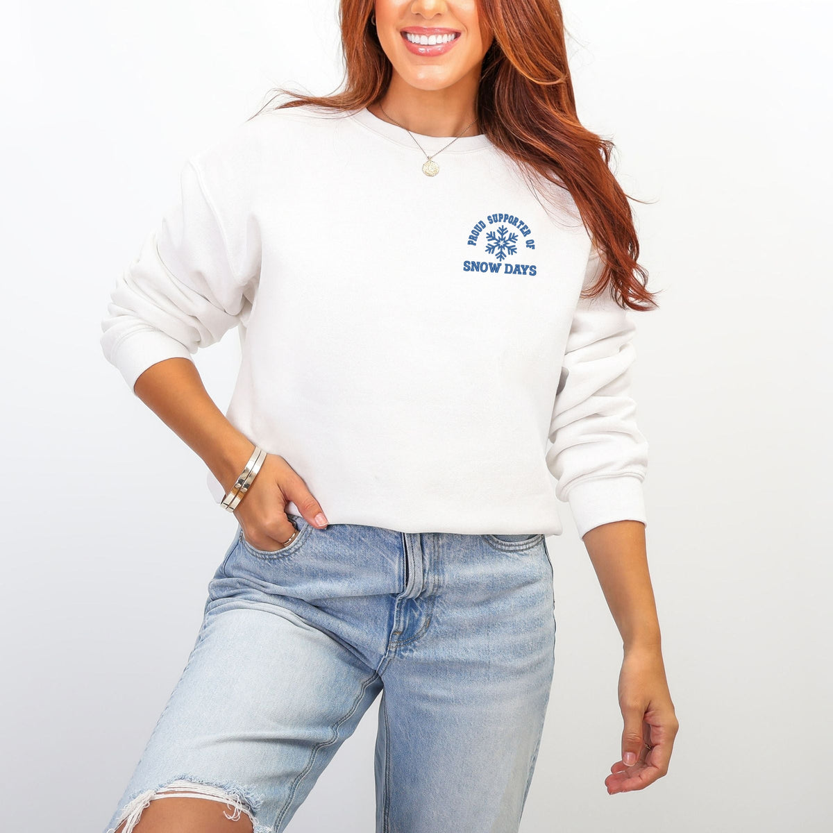 Embroidered Proud Supporter Snow Days - Women's Graphic Sweatshirt
