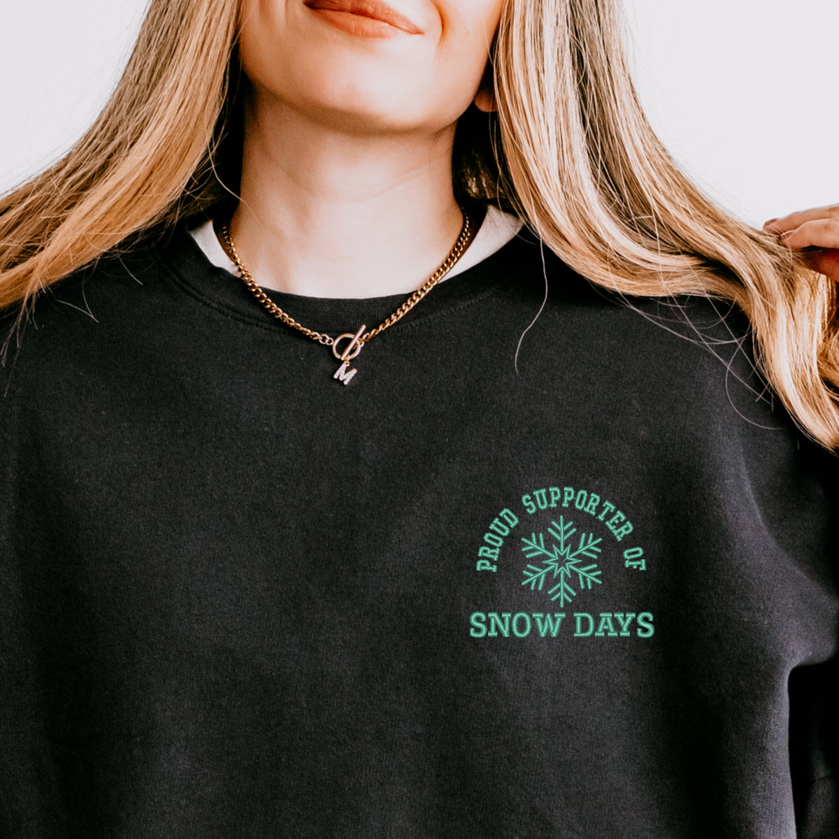 Embroidered Proud Supporter Snow Days - Women's Lightweight Garment Dyed Sweatshirt