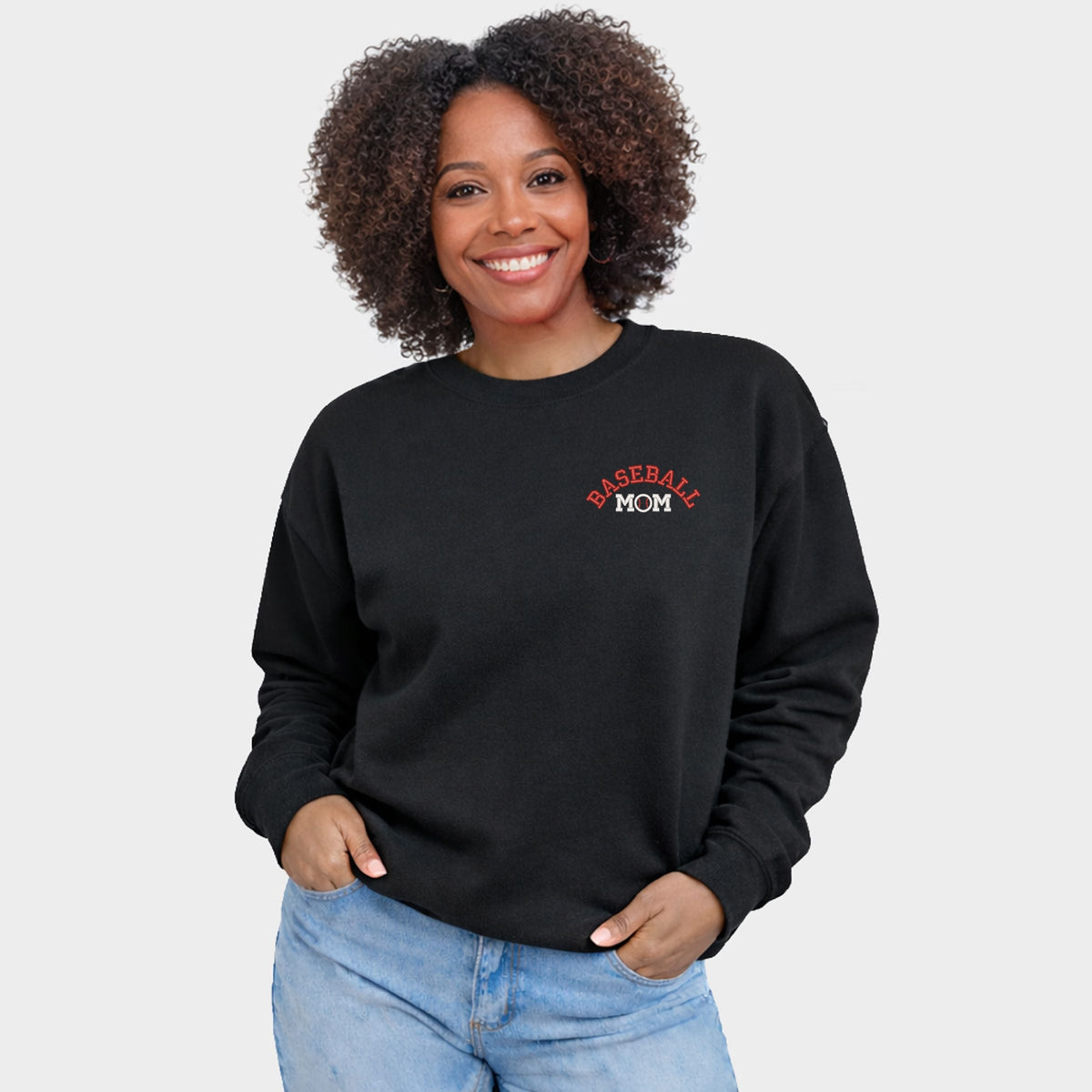 Embroidered Baseball Mom - Women's Graphic Sweatshirt