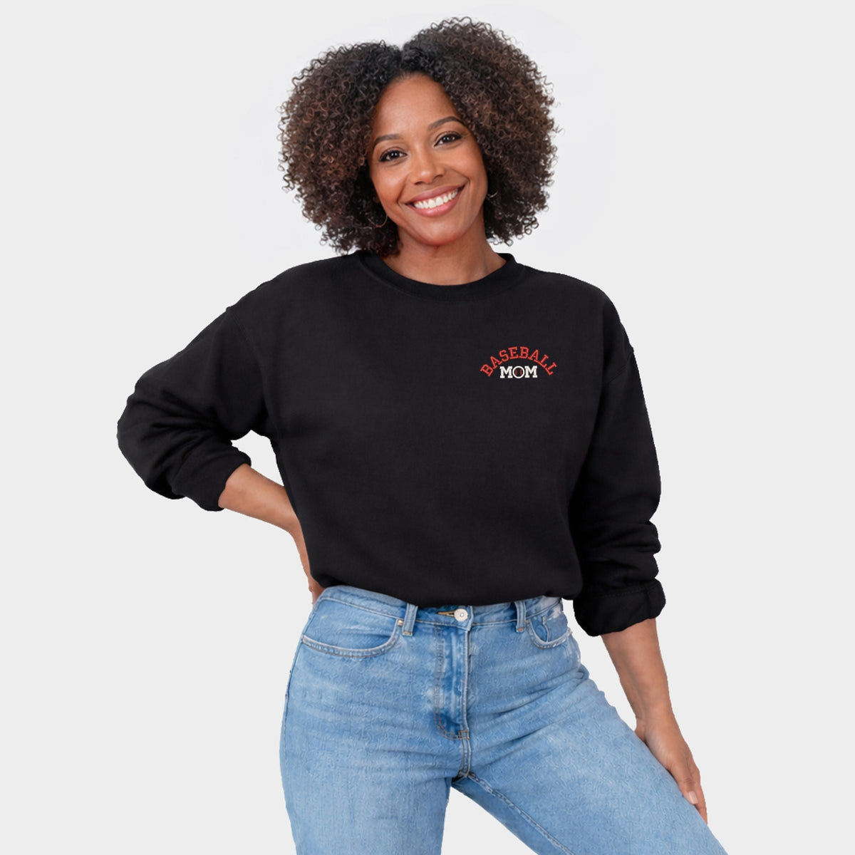 Embroidered Baseball Mom - Women's Graphic Sweatshirt