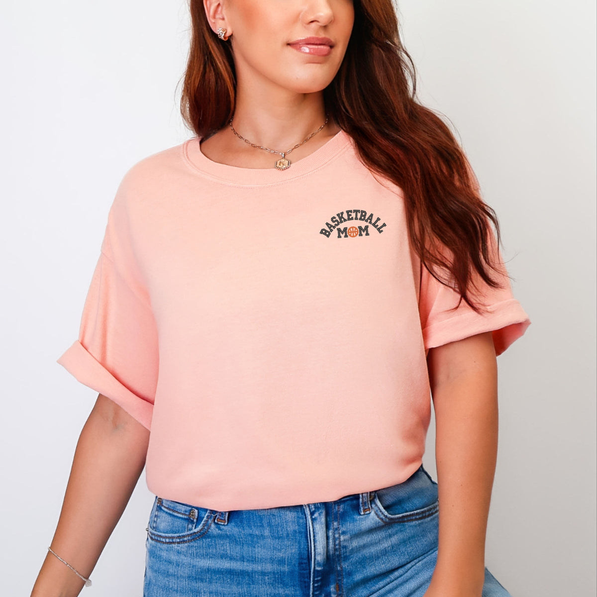 Embroidered Basketball Mom - Women's Garment Dyed Graphic T-Shirt