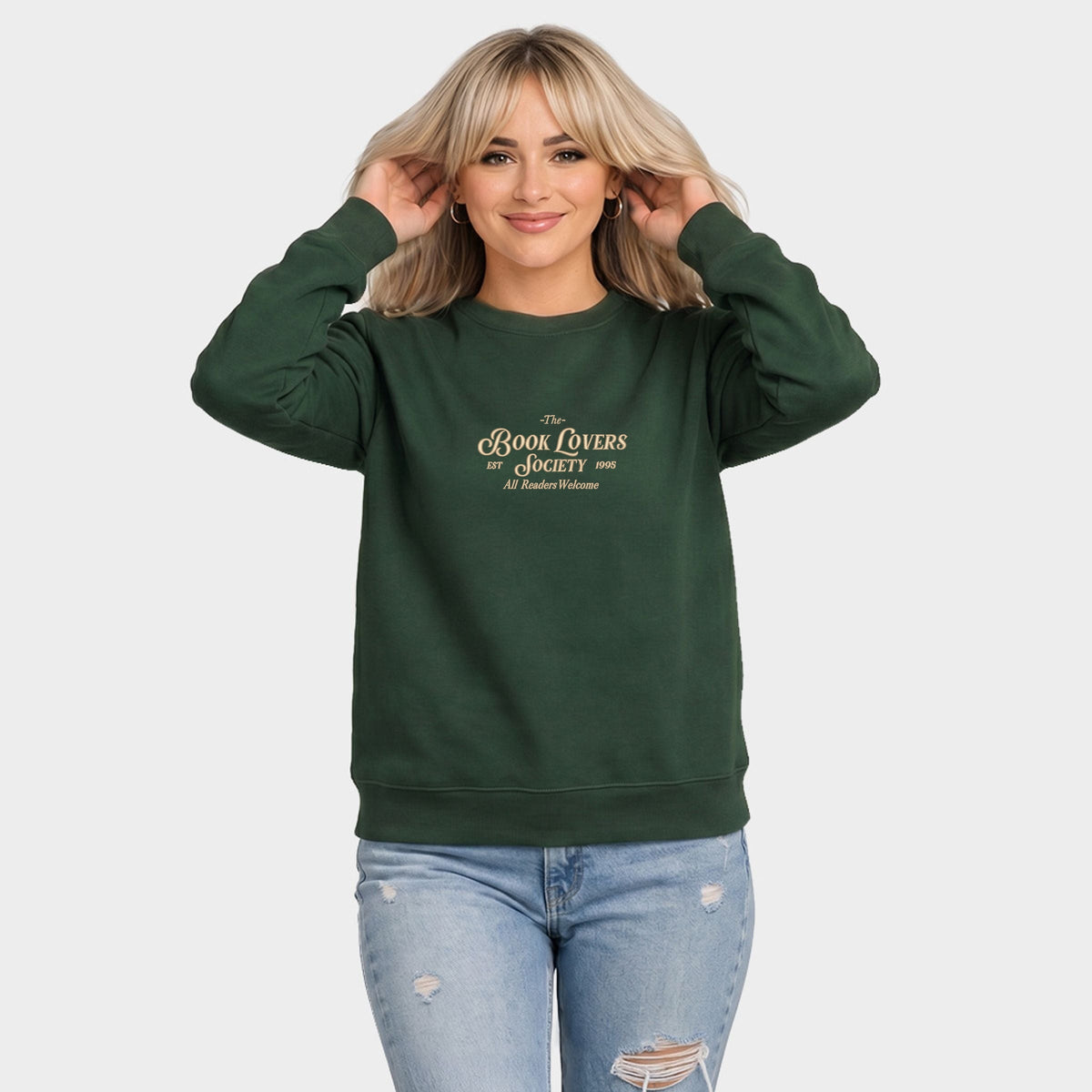 Embroidered Book Lovers Society - Women's Graphic Sweatshirt