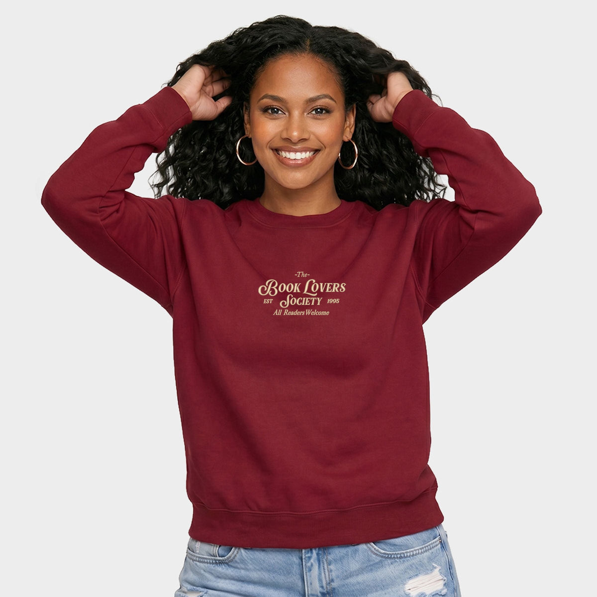 Embroidered Book Lovers Society - Women's Graphic Sweatshirt