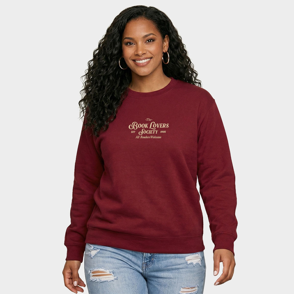 Embroidered Book Lovers Society - Women's Graphic Sweatshirt
