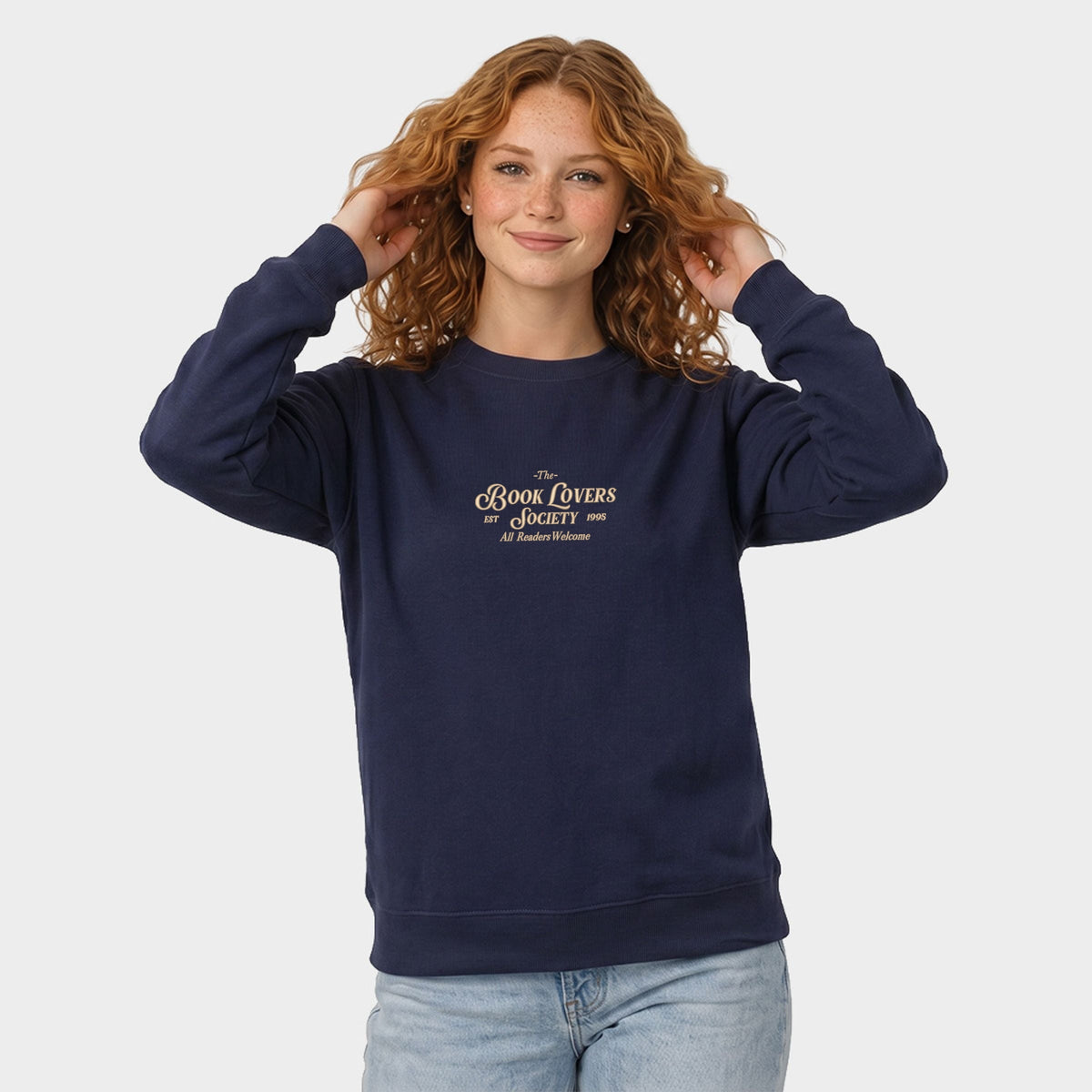 Embroidered Book Lovers Society - Women's Graphic Sweatshirt