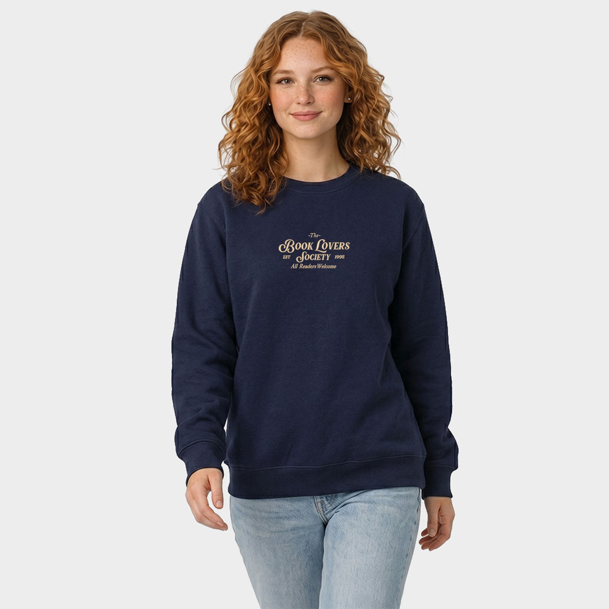 Embroidered Book Lovers Society - Women's Graphic Sweatshirt
