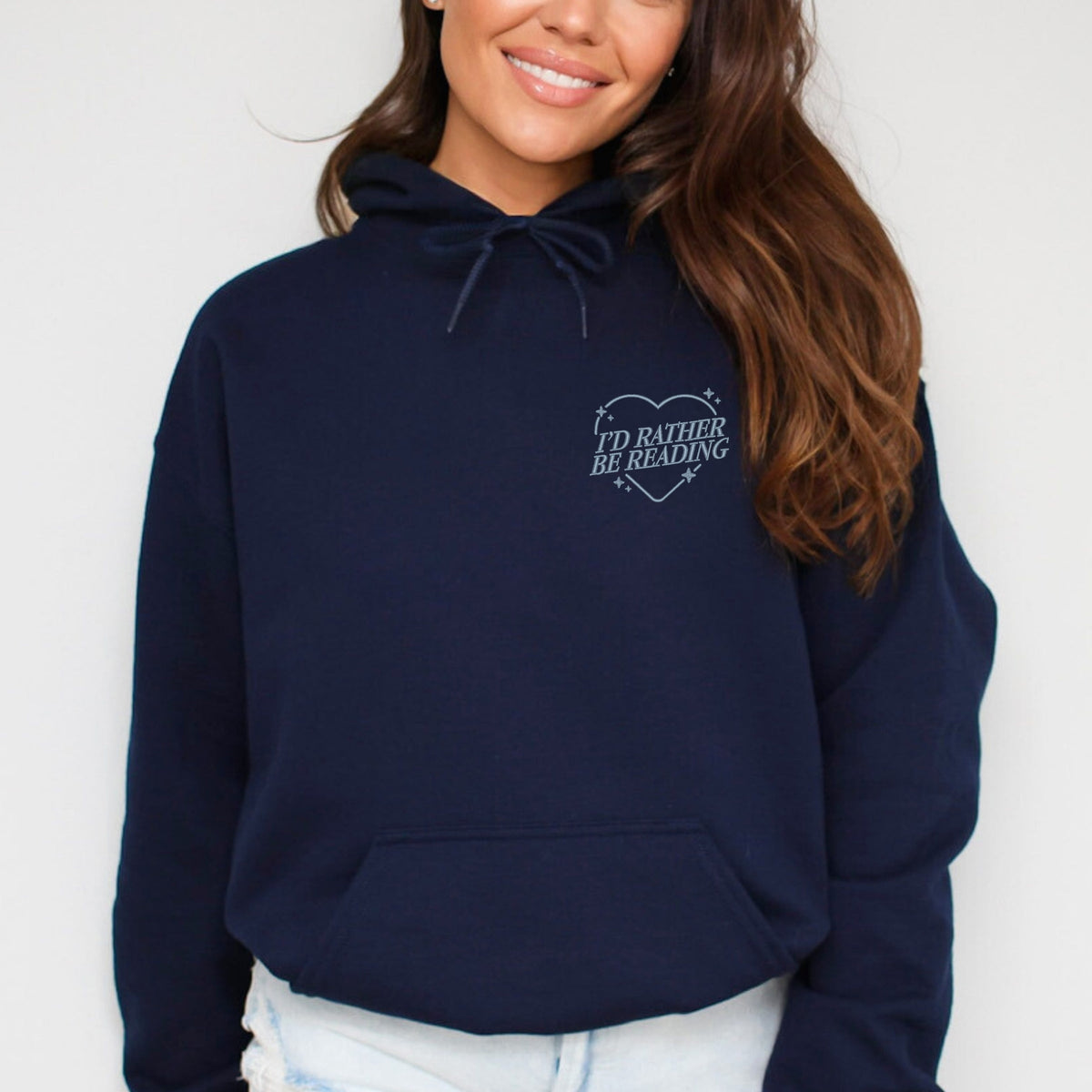 Embroidered I'd Rather Be Reading - Women's Graphic Hoodie