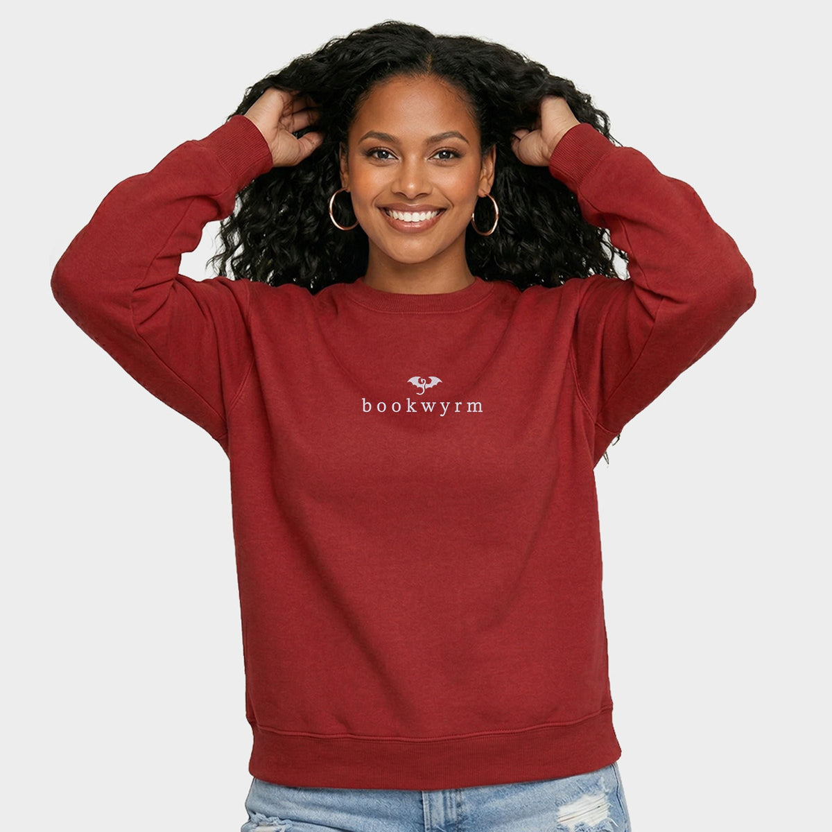 Embroidered Bookwyrm - Women's Graphic Sweatshirt