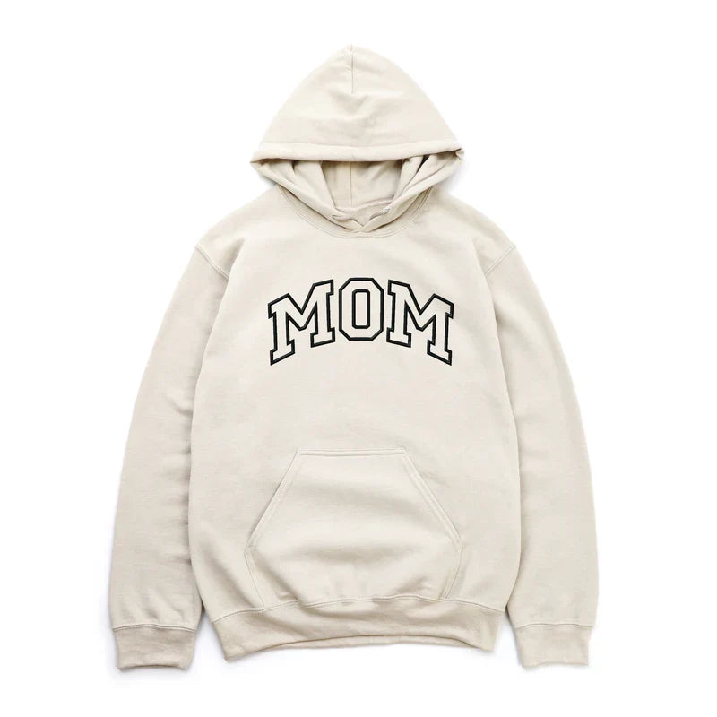 Embroidered Mom Varsity Outline - Women's Graphic Hoodie