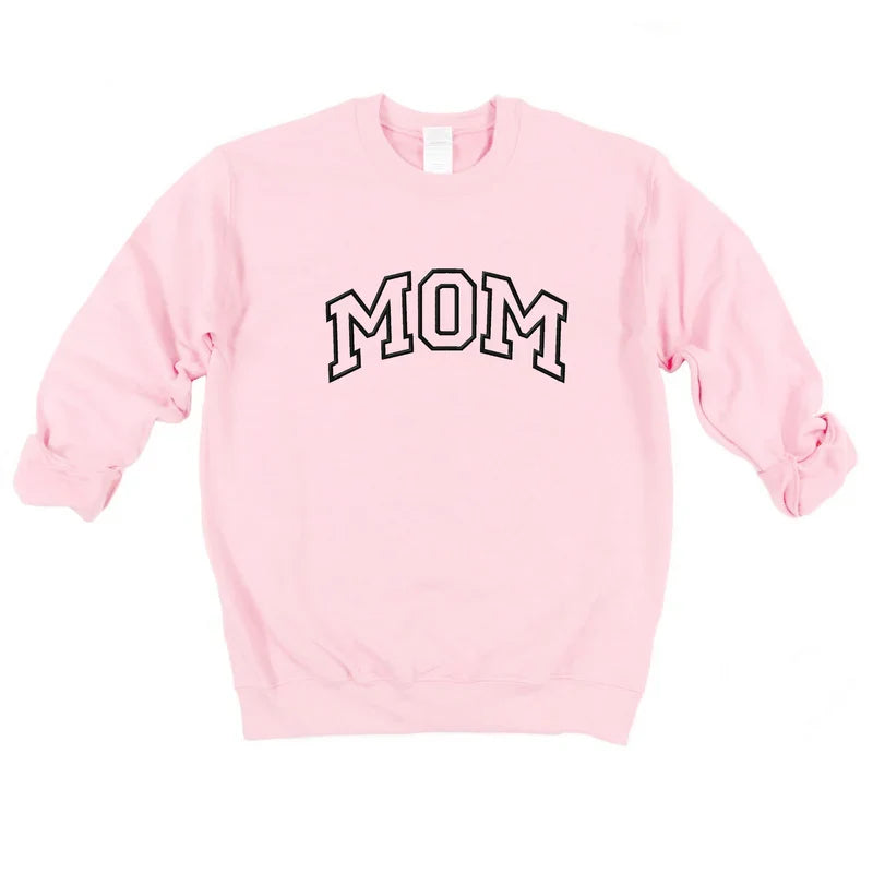 Embroidered Mom Varsity Outline - Women's Graphic Sweatshirt