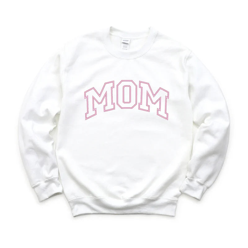 Embroidered Mom Varsity Outline - Women's Graphic Sweatshirt