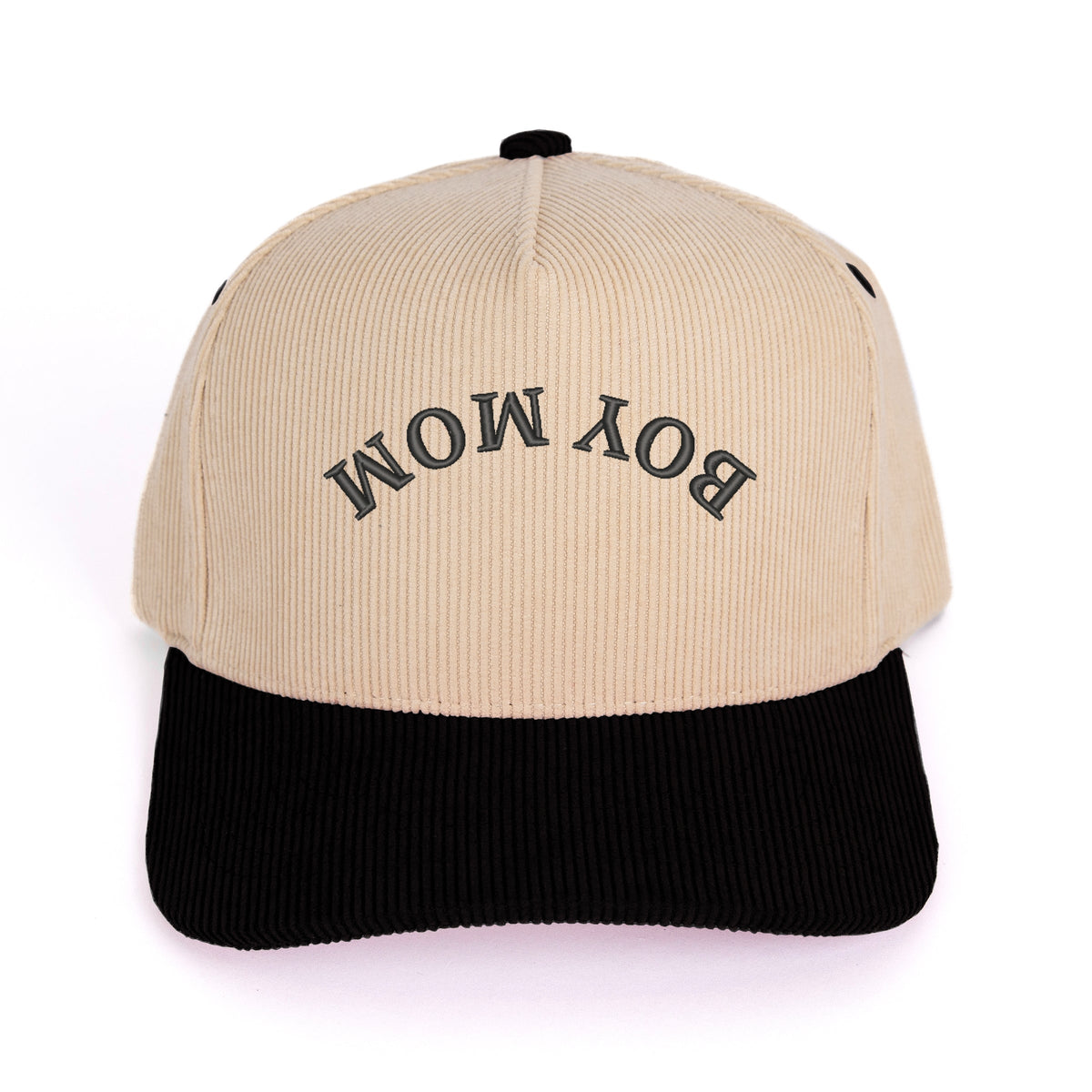 3D Puff Embroidered Boy Mom Upside Down Arch - Women's Corduroy Trucker Hat