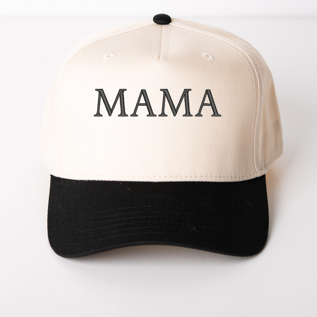 3D Puff Embroidered Mama Block Letters - Women's Canvas Trucker Hat