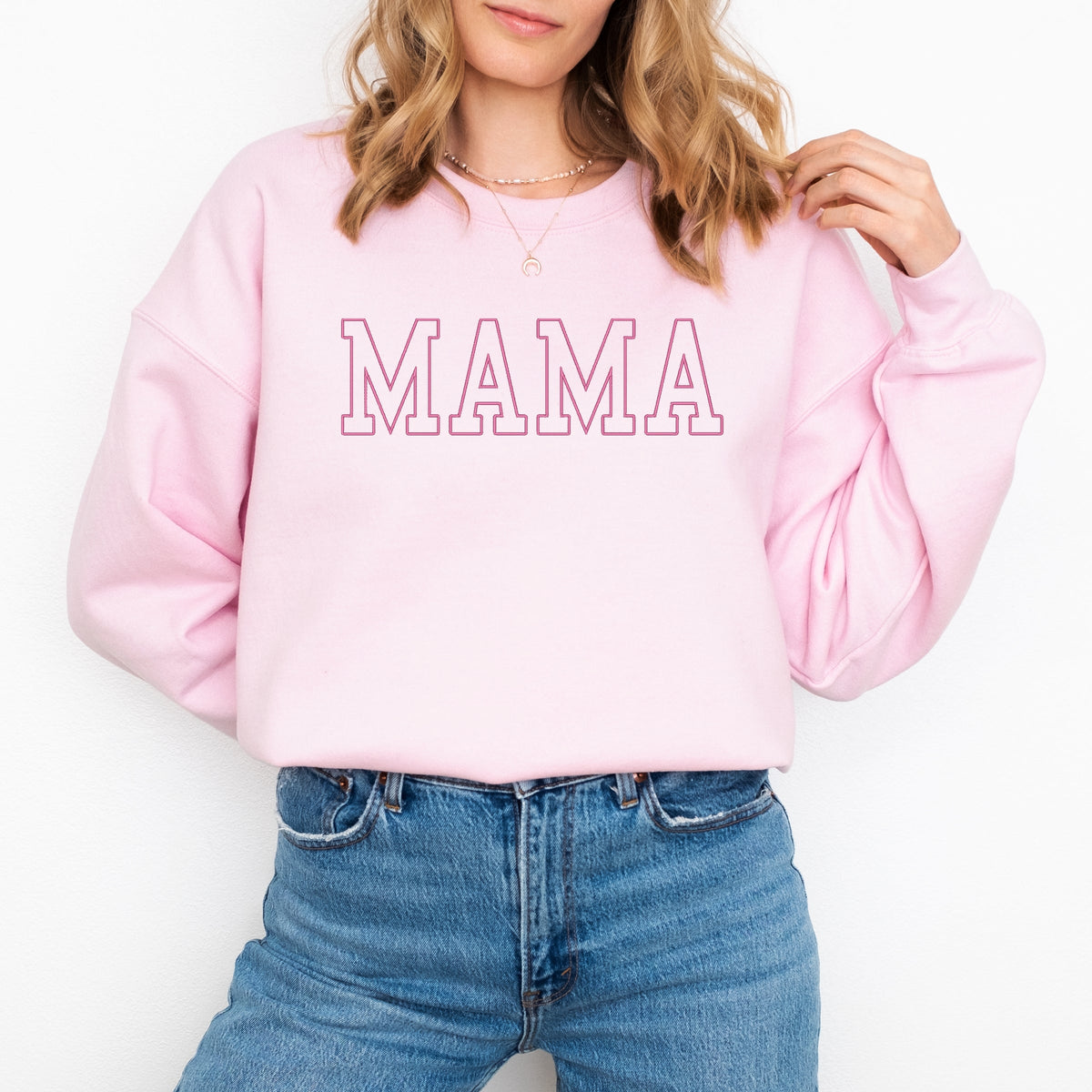 Embroidered Thin Mama Outline - Women's Graphic Sweatshirt