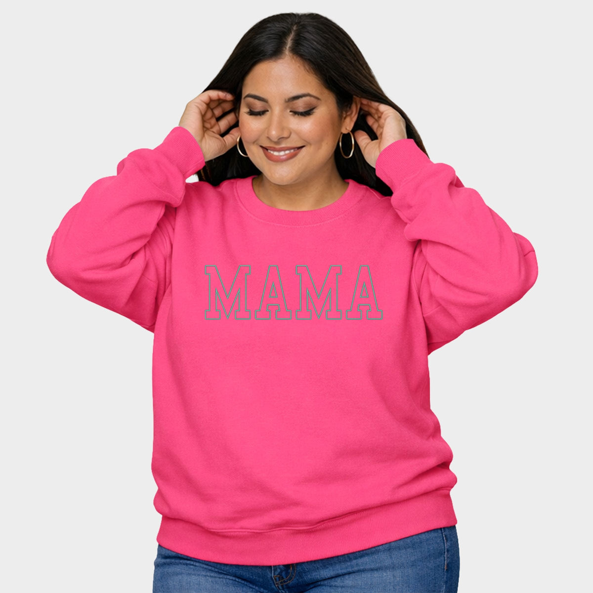 Embroidered Thin Mama Outline - Women's Plus Sized Graphic Sweatshirt