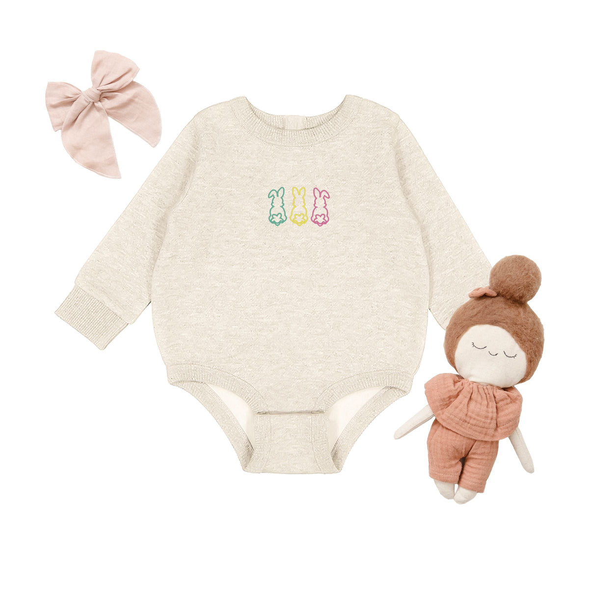 Embroidered Easter Bunny Outline - Infant Fleece BodySuit