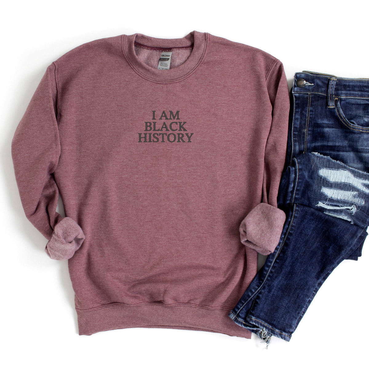 Embroidered I Am Black History - Women's Graphic Sweatshirt