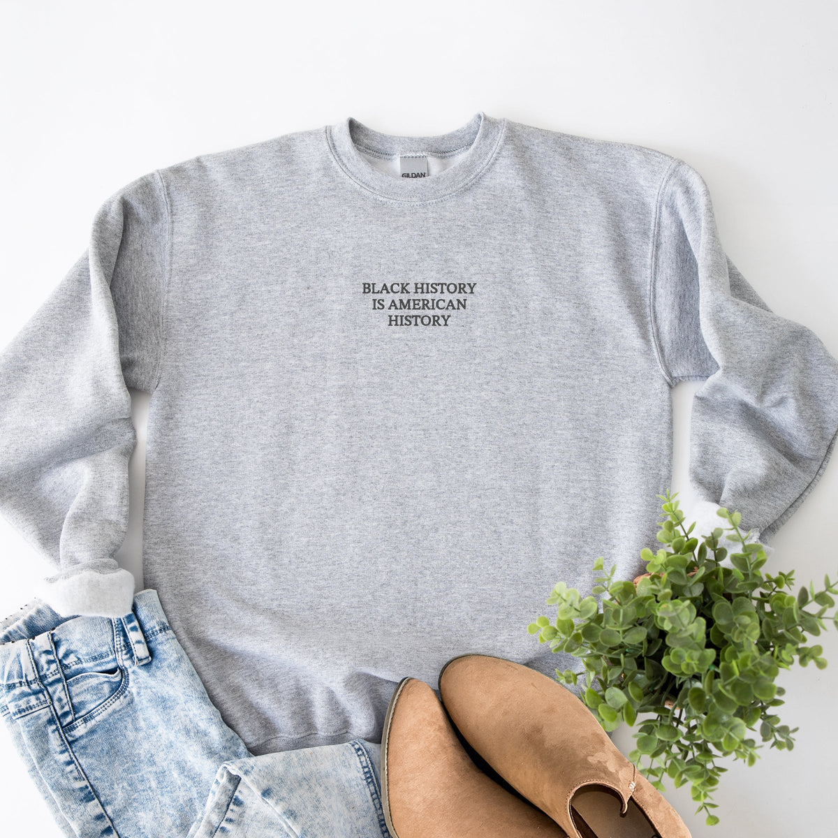 Embroidered Black History Is American History - Women's Graphic Sweatshirt