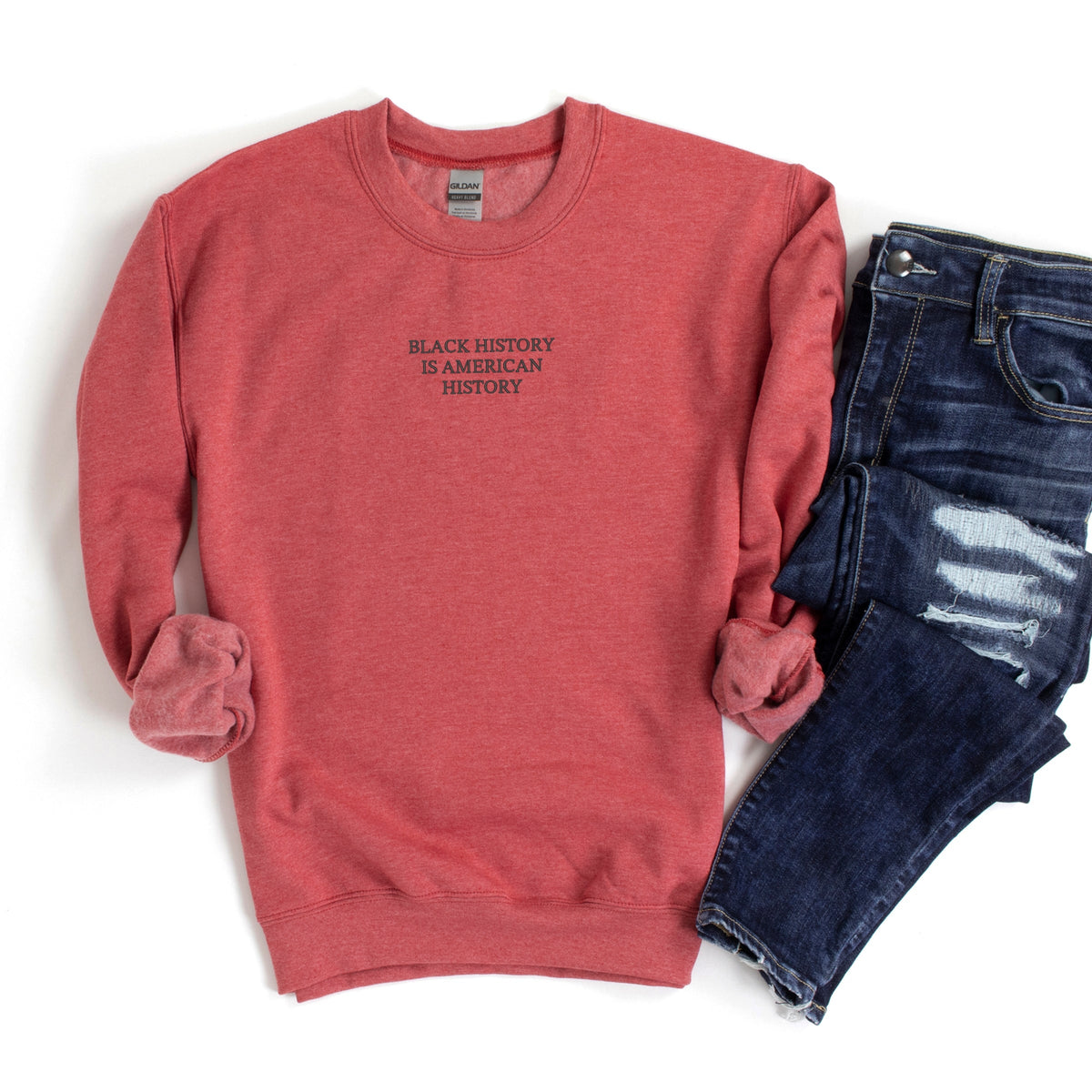 Embroidered Black History Is American History - Women's Graphic Sweatshirt