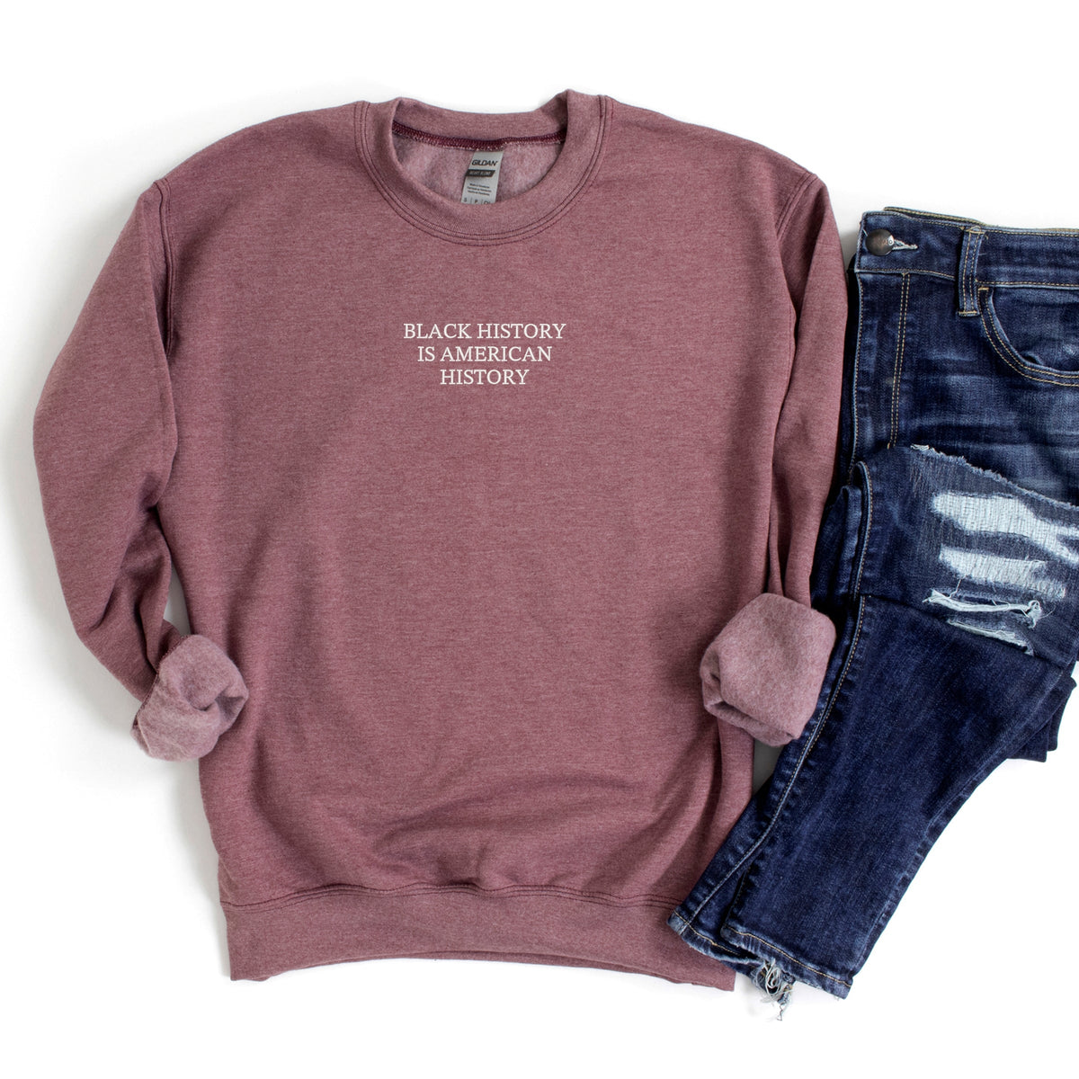 Embroidered Black History Is American History - Women's Graphic Sweatshirt
