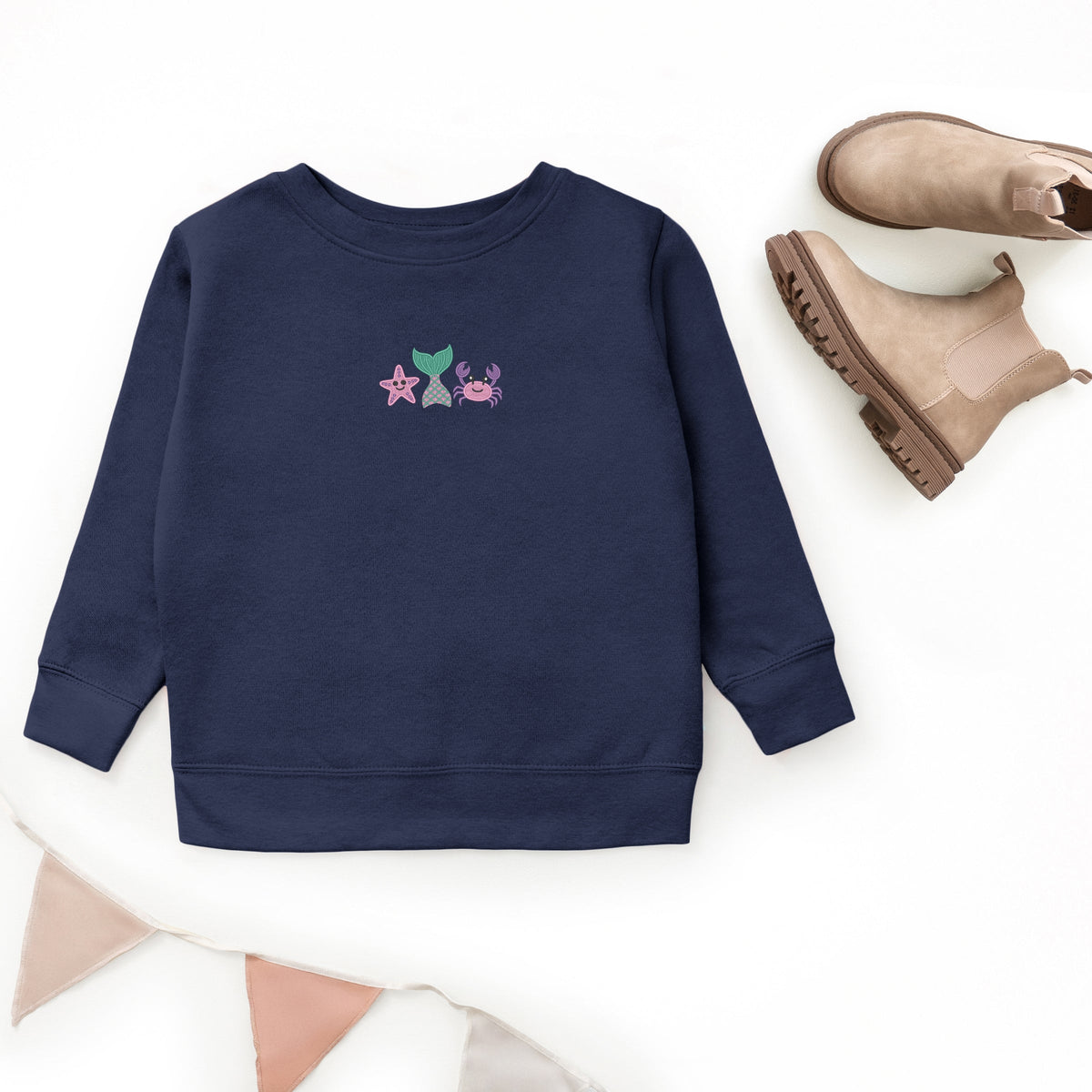 Embroidered Crab Starfish Tail - Youth Graphic Sweatshirt