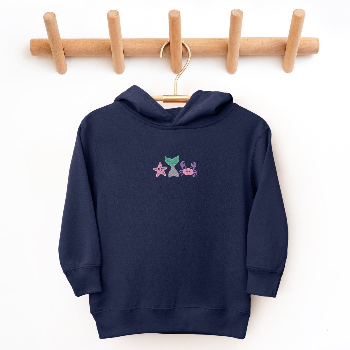 Embroidered Crab Starfish Tail - Toddler Hoodie
