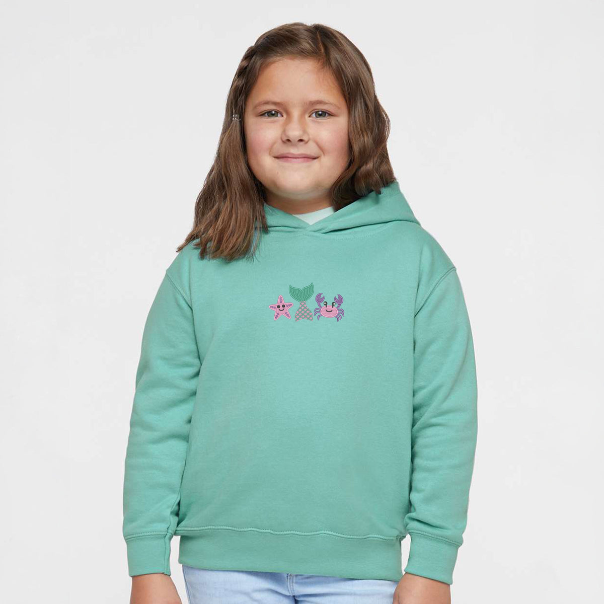Embroidered Crab Starfish Tail - Toddler Hoodie