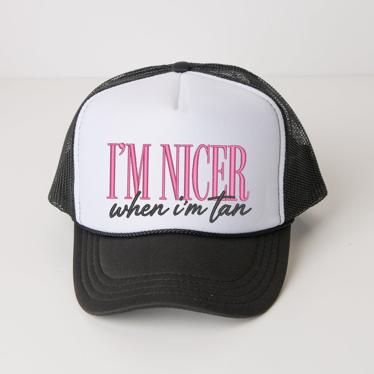 Embroidered I'm Nicer When I'm Tan - Women's Graphic Foam Trucker Hat