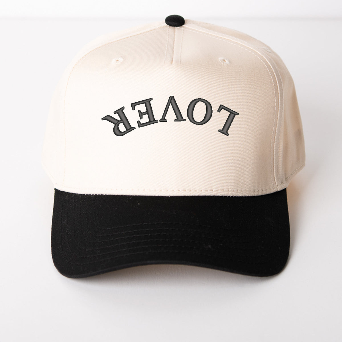 3D Puff Embroidered Lover Upside Down Arch - Women's Canvas Trucker Hat