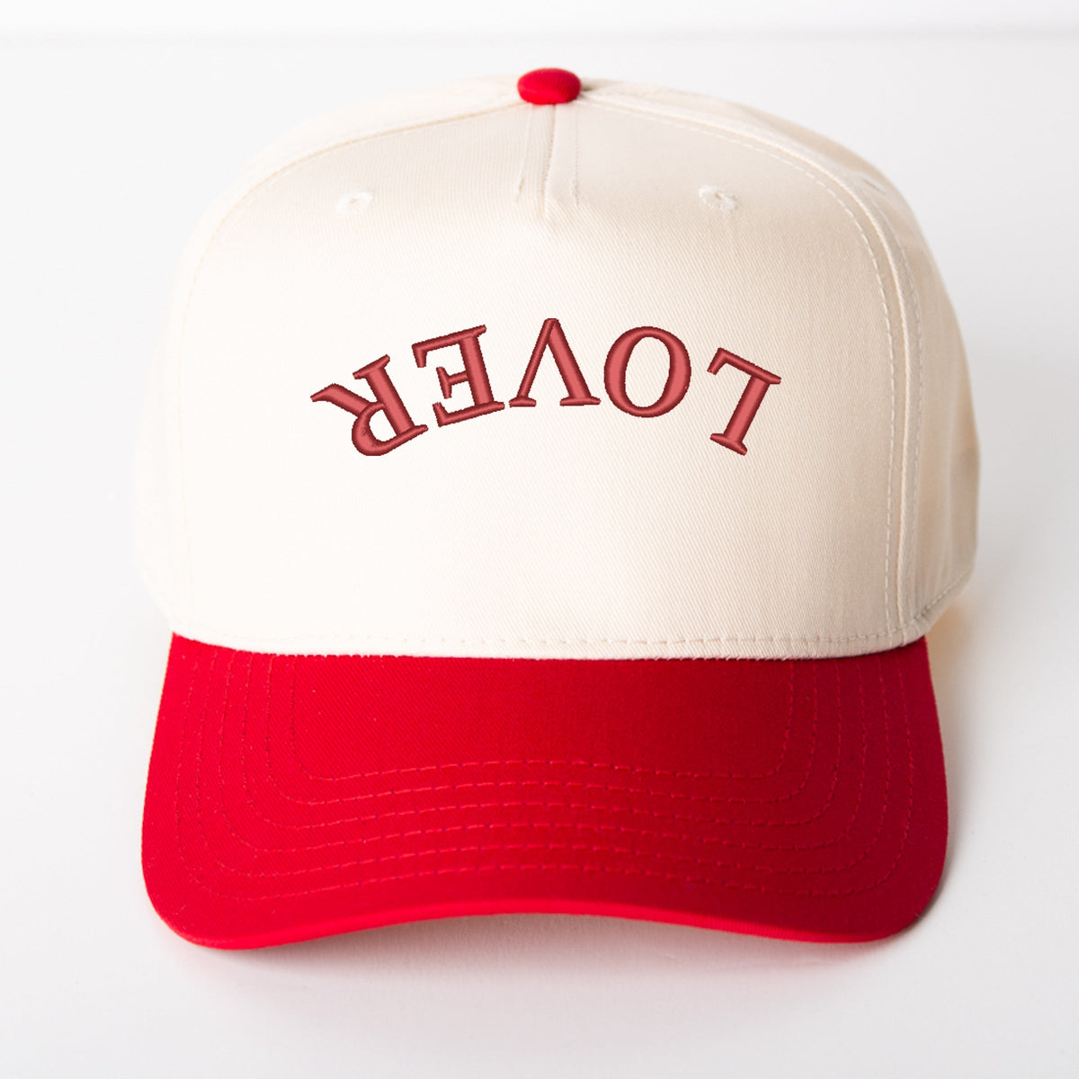 3D Puff Embroidered Lover Upside Down Arch - Women's Canvas Trucker Hat