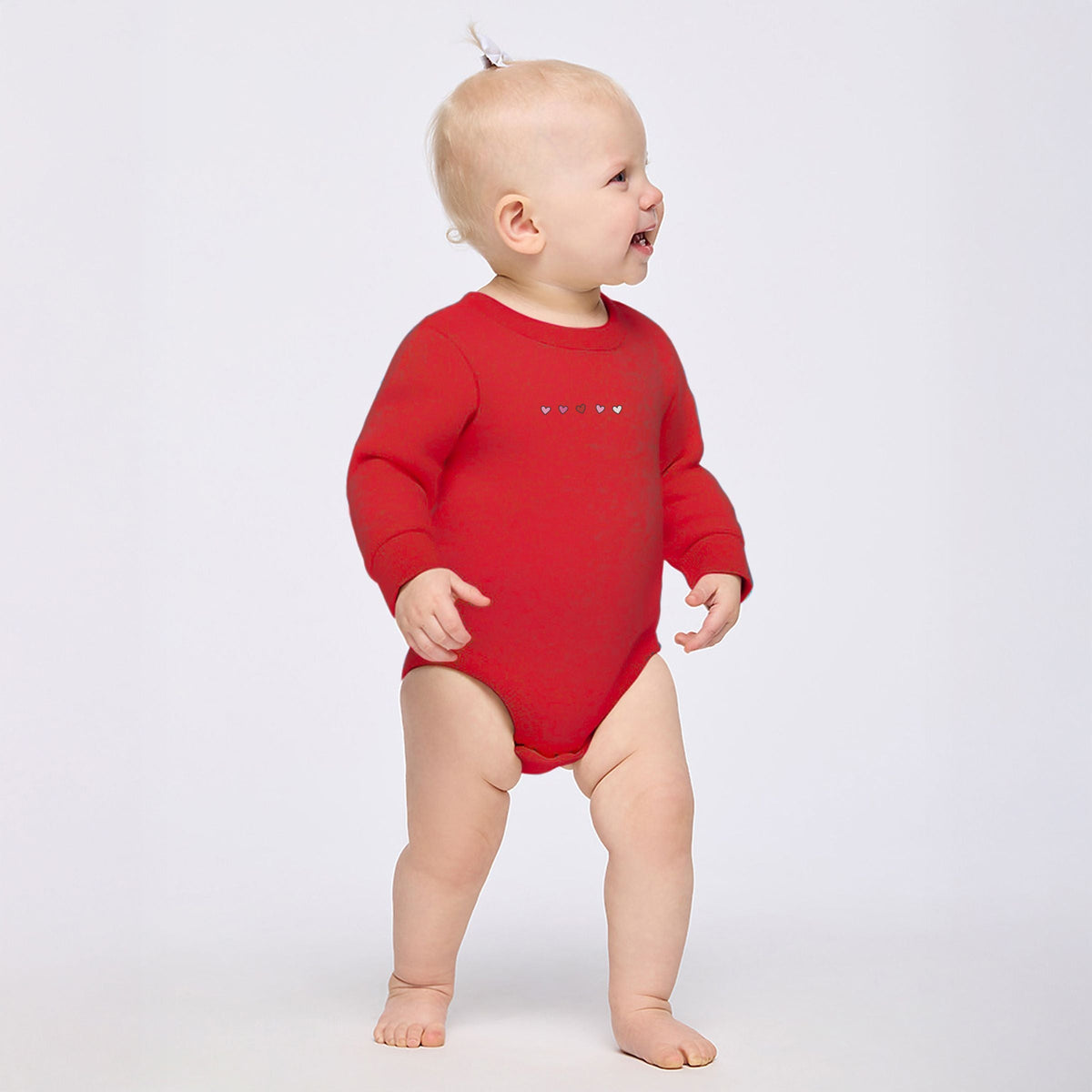 Embroidered Hearts Row - Infant Fleece BodySuit